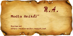 Modla Anikó névjegykártya